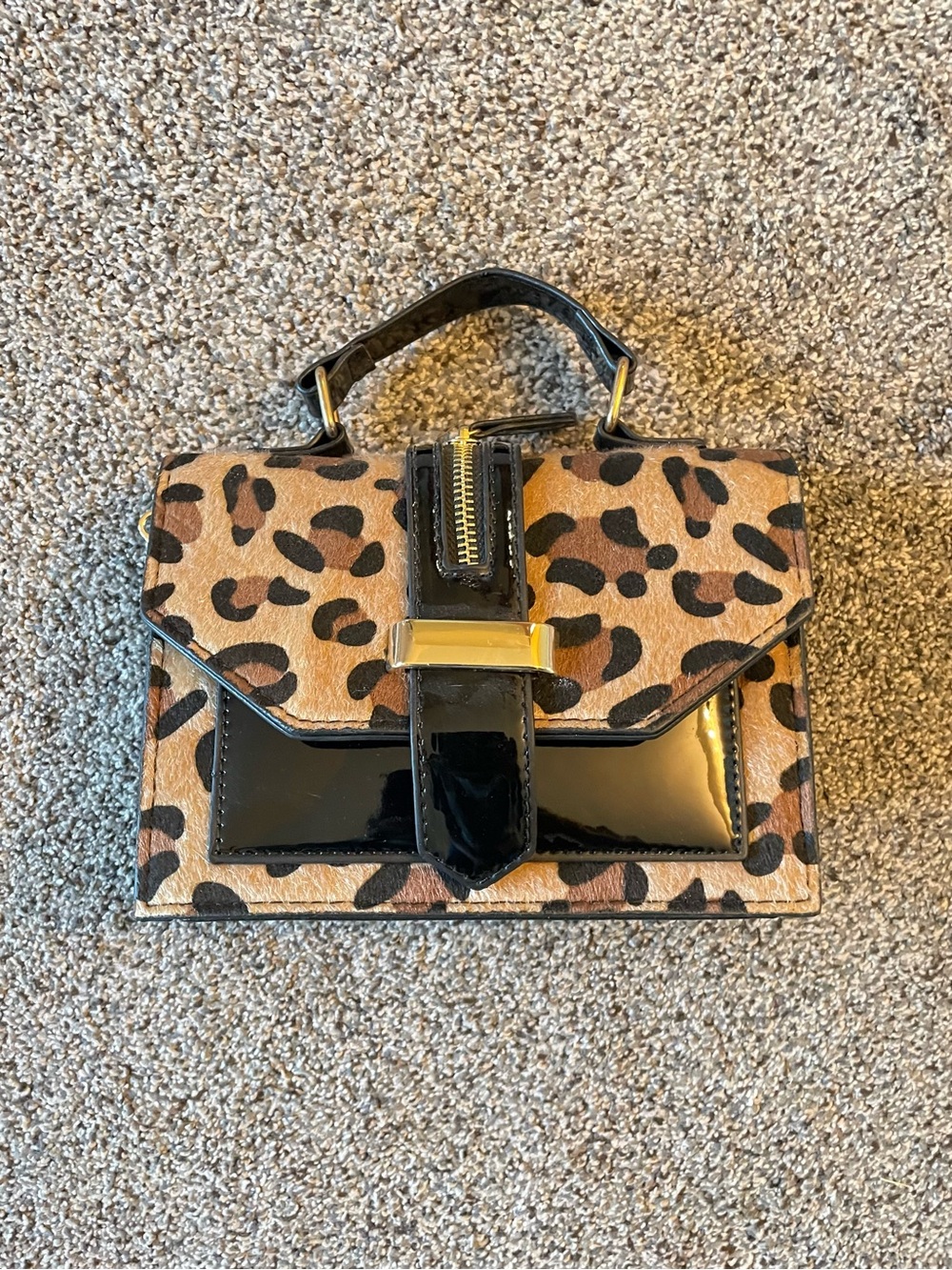 Leopard Print Top Handle Handbag with Black Trim *New w/o Tags